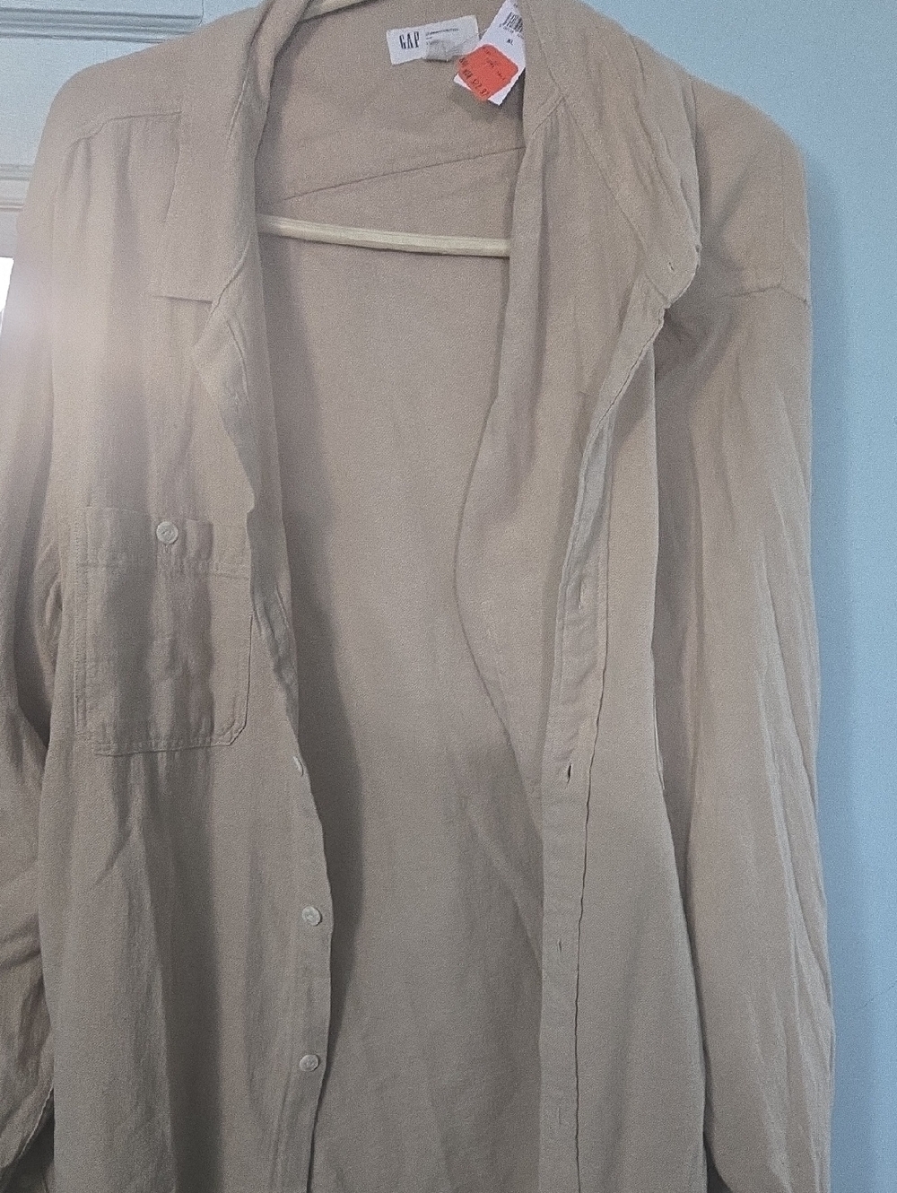 GAP Beige Lightweight Open-Front Shirt Jacket